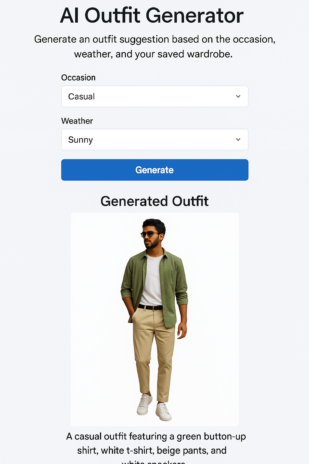 AI Outfit Generator app screenshot